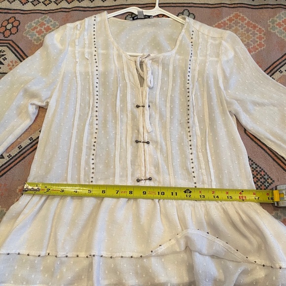 William Rast long sleeve white ruffle BoHo shirt - Picture 12 of 13
